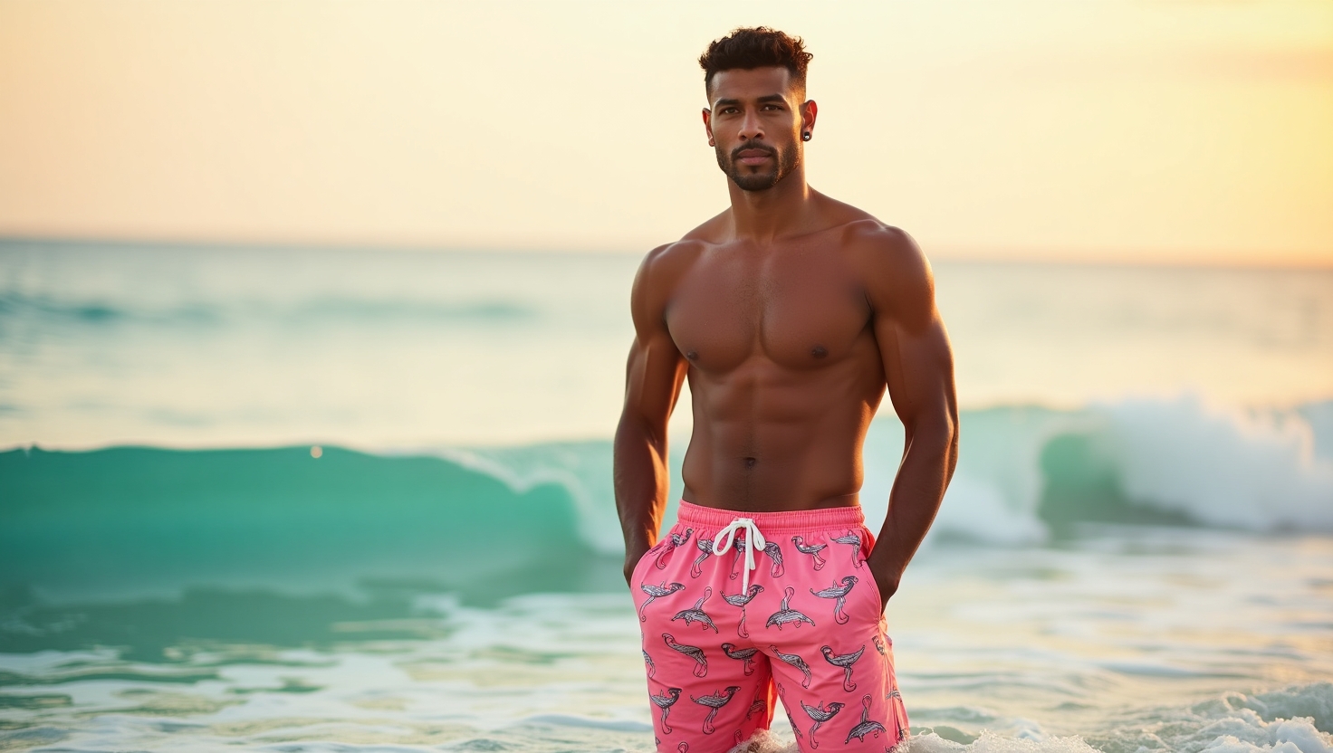 men’s swim trunks under $50, Bermies men’s swimwear, affordable men’s swim shorts, tropical print swimwear, summer beachwear for men, quick dry swim shorts, stylish men’s swim trunks, flamingo swim trunks, best men’s beach shorts, 15% Bermies discount