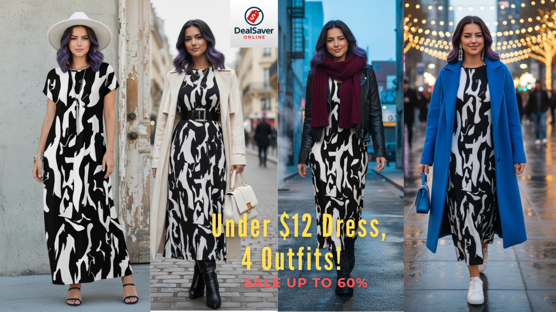 Shein monochrome black and white dress styled 4 ways under $12