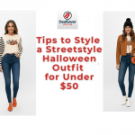 Shein streetstyle Halloween outfit with pumpkin sweater, skinny jeans, slip-ons, and pumpkin crossbody bag – affordable fall fashion under $50.